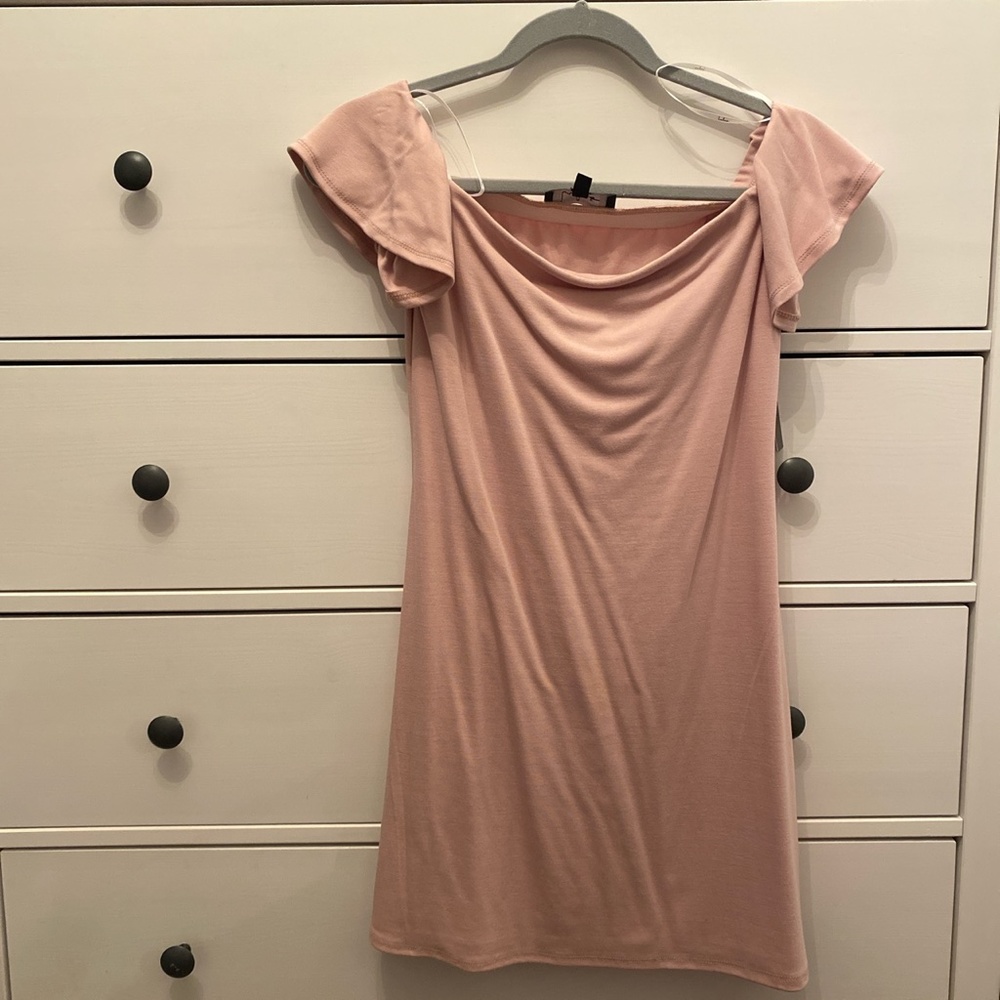 pink off the shoulder dress